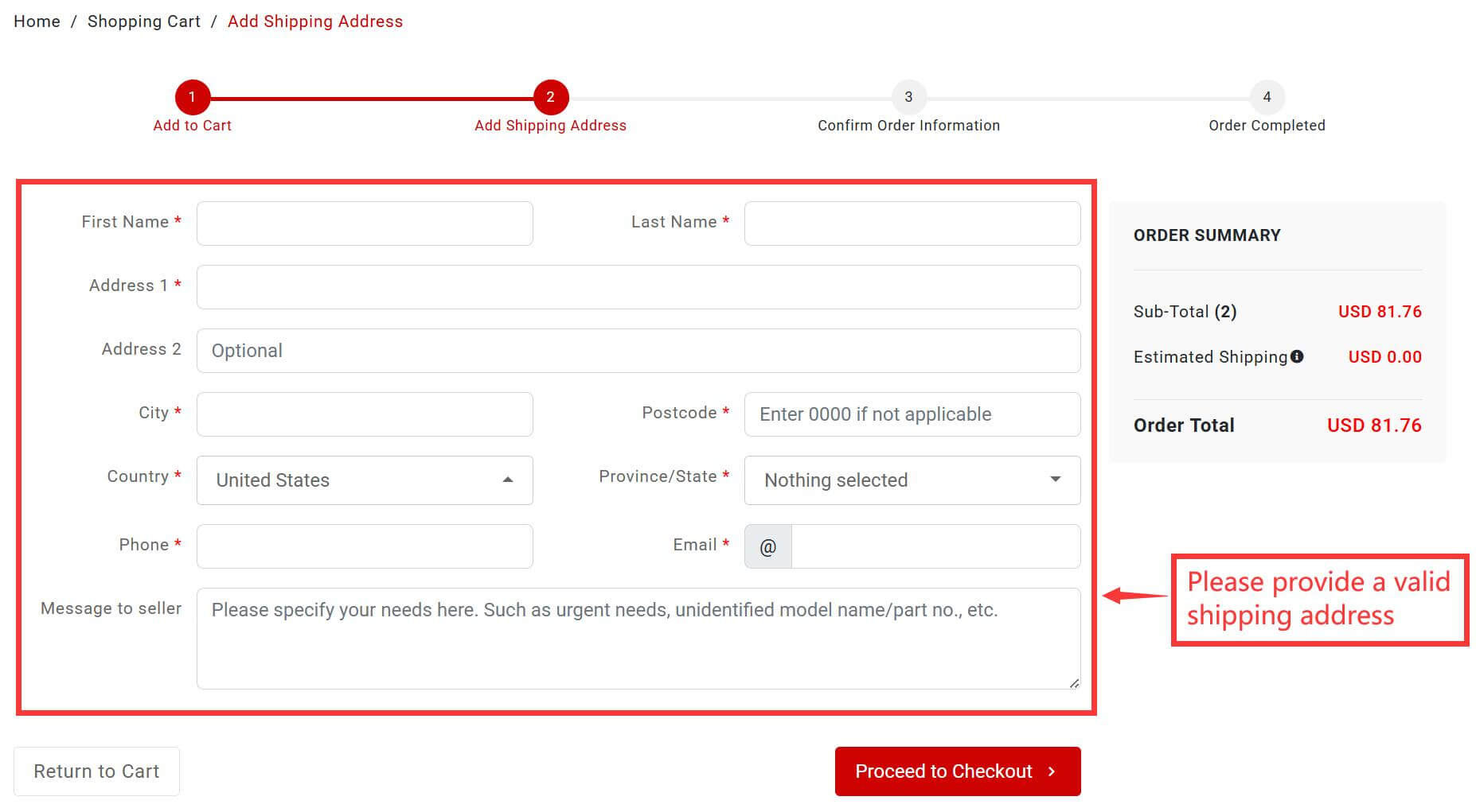 Add Shipping Address